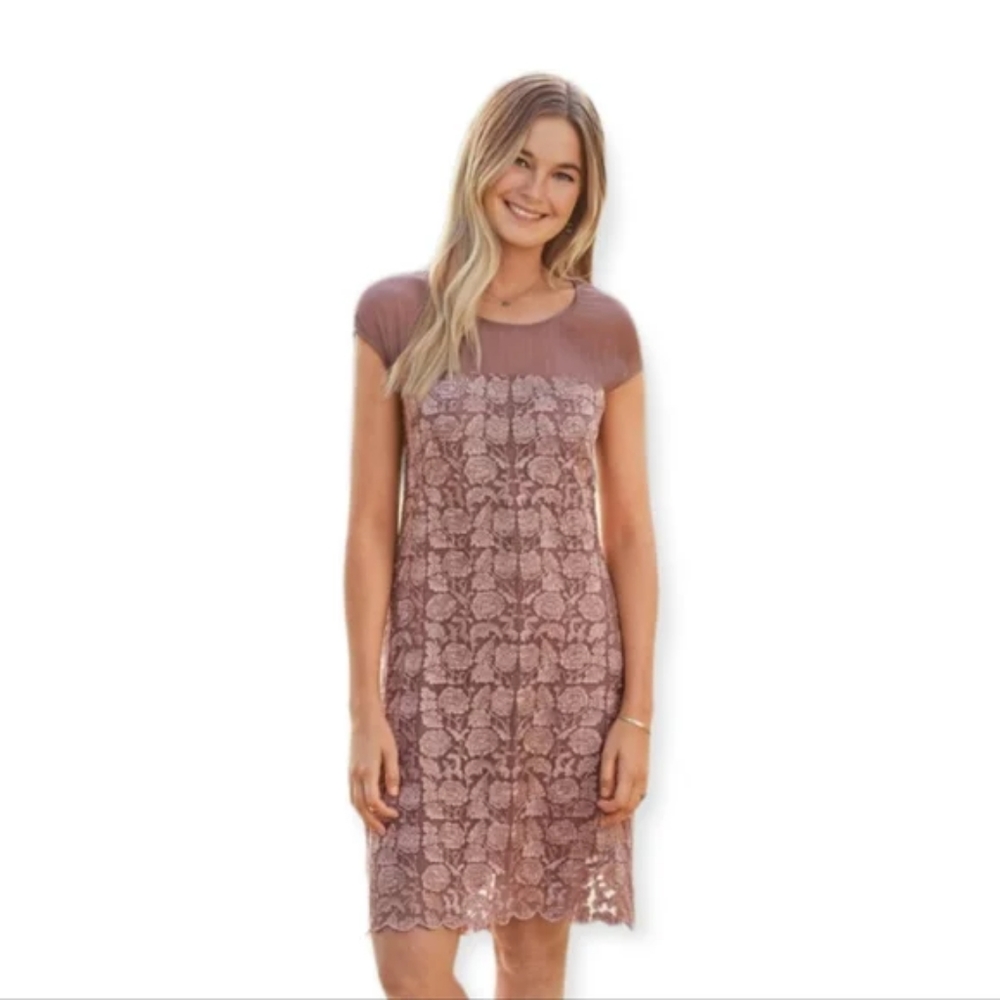 Sundance Angelica Embroidery Dress Lace Mesh Dress Size Small
